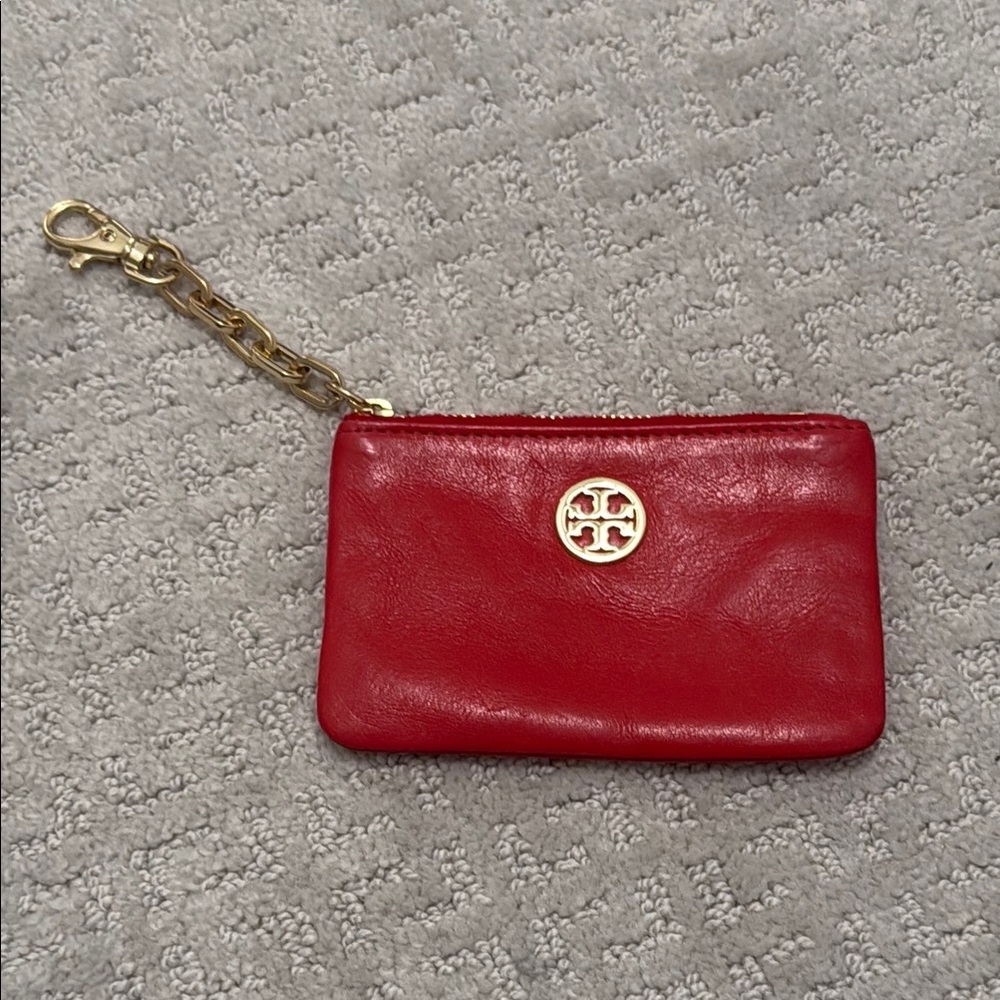 Tory Burch Red Leather Keychain Wallet